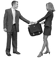 Man and woman briefcase